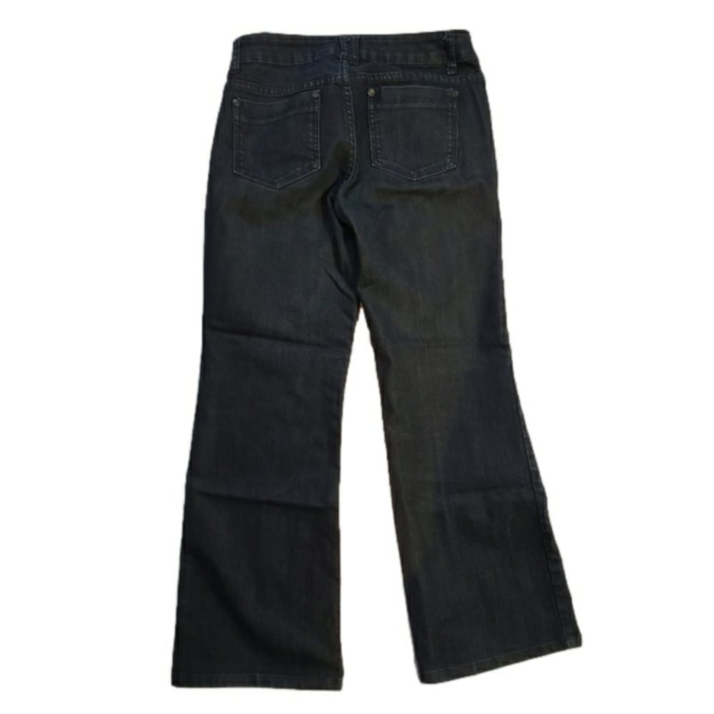 Tristan super dark black blue wash flare denim jeans with sparkly sequin pocket